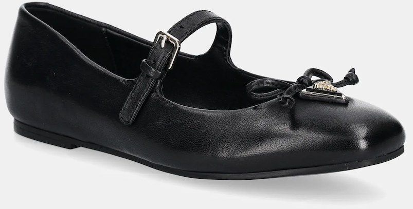 Kožené balerínky Guess KAYRA čierna farba, FLJKAY LEA02