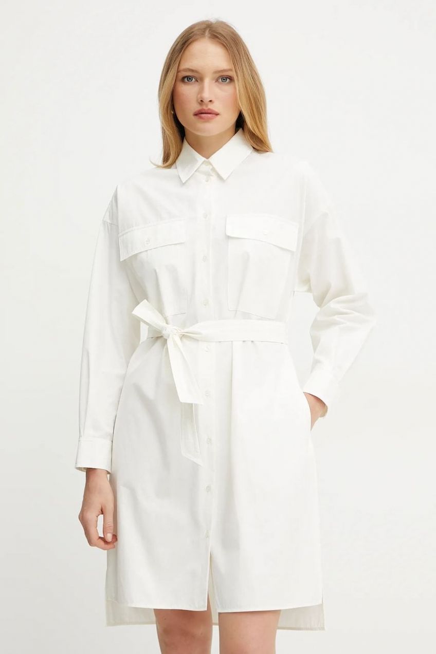 Bavlnené šaty Weekend Max Mara béžová farba, mini, rovný strih, 2515221082600