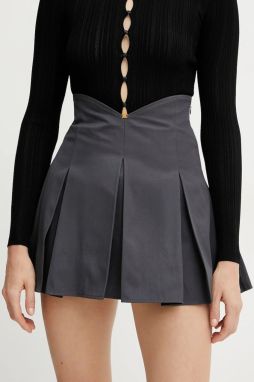Bavlnená sukňa Elisabetta Franchi šedá farba, mini, áčkový strih, GO11552E2
