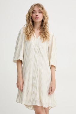 Šaty Bruuns Bazaar béžová farba, mini, rovný strih, BBW4579