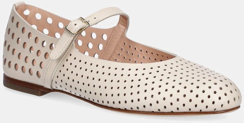 Kožené balerínky AGL Milly Pierced béžová farba, D544039PCSOFTY0119