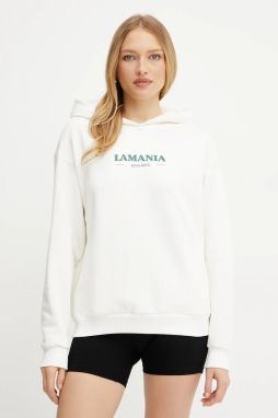 Mikina La Mania dámska, béžová farba, s kapucňou, s potlačou, VESNA