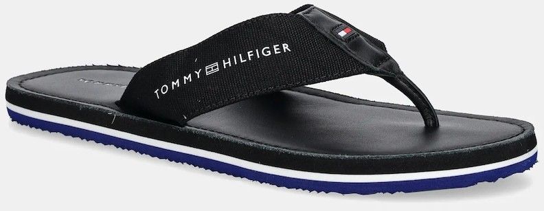 Šľapky Tommy Hilfiger HILFIGER LEATHER BEACH SANDAL pánske, čierna farba, FM0FM05442