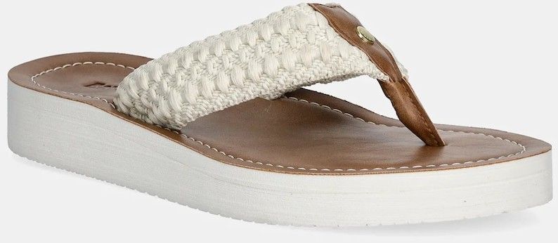 Šľapky Barbour Kelburn béžová farba, na plochom podpätku, LBS0019WH12