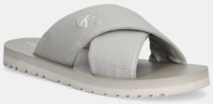 Šľapky Calvin Klein Jeans CROSS SANDAL CRXS TX šedá farba, YM0YM01223