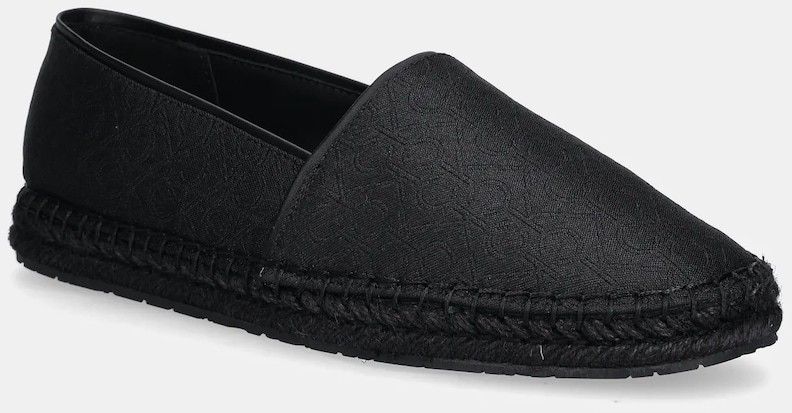Espadrilky Calvin Klein FLAT ESPADRILLE - JACQ čierna farba, HW0HW02467