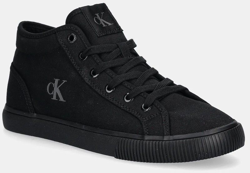 Tenisky Calvin Klein Jeans ESS VULC MID MG CANVAS čierna farba, YM0YM01210