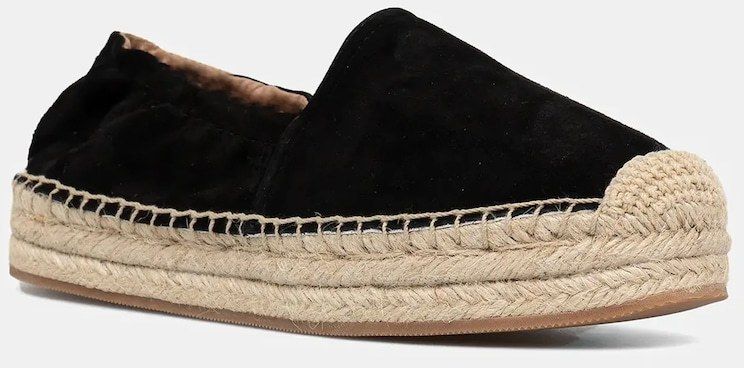 Kožené espadrilky BOSS Madeira čierna farba, na platforme, 50542344