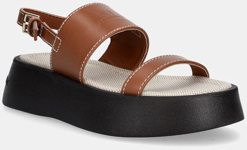 Sandále Armani Exchange hnedá farba, na platforme, XDP054 XV921 01816
