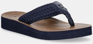 Šľapky Barbour Kelburn tmavomodrá farba, na plochom podpätku, LBS0019NY12