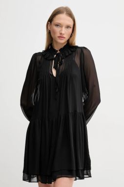 Šaty Dkny čierna farba, mini, áčkový strih, DD5G2H73
