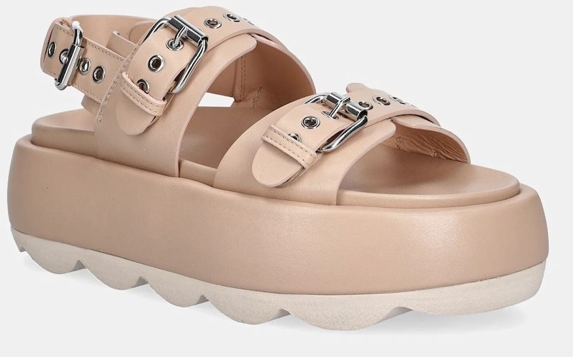 Kožené sandále AGL Gwendoline Sporty béžová farba, na platforme, D690008PHSOFTY0551