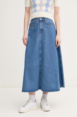 Rifľová sukňa United Colors of Benetton midi, áčkový strih, 43C8D004K