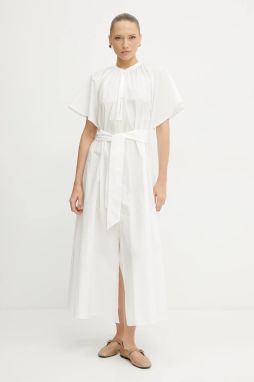 Bavlnené šaty Forte Forte biela farba, maxi, rovný strih, 13849 my dress