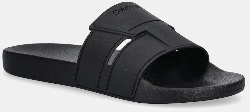 Šľapky Calvin Klein POOL SLIDE DOUBLE T čierna farba, HM0HM01752