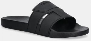 Šľapky Calvin Klein POOL SLIDE DOUBLE T čierna farba, HM0HM01752