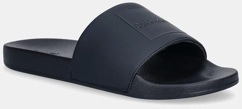 Šľapky Calvin Klein POOL SLIDE W/ CK SQUARE tmavomodrá farba, HM0HM01754
