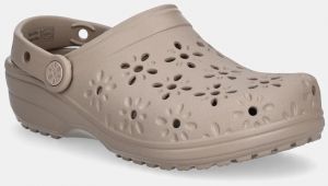 Šľapky Crocs Classic Floral Cut Out Clog hnedá farba, na kline, 210927-214