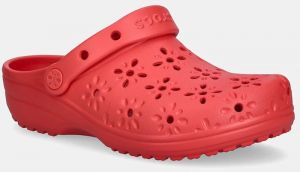 Šľapky Crocs Classic Floral Cut Out Clog červená farba, na kline, 210927-6ZR