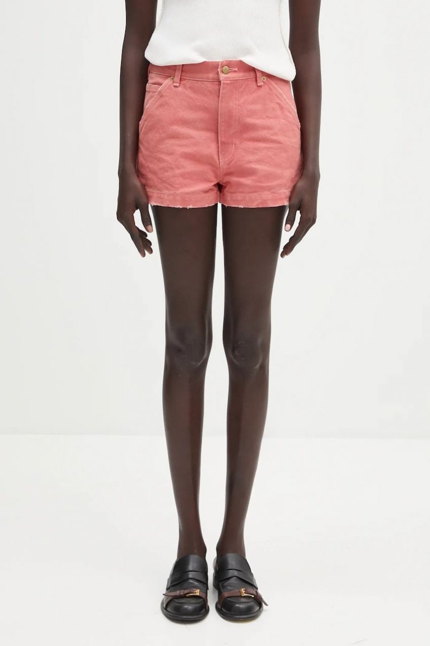 Rifľové krátke nohavice AMBUSH Canvas Short Pants ružová farba, jednofarebné, vysoký pás, 12115383