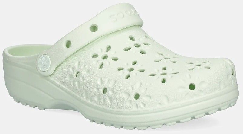 Šľapky Crocs Classic Floral Cut Out Clog zelená farba, na kline, 210927-3YH