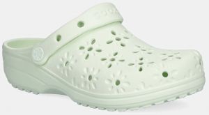 Šľapky Crocs Classic Floral Cut Out Clog zelená farba, na kline, 210927-3YH