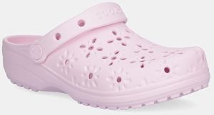 Šľapky Crocs Classic Floral Cut Out Clog ružová farba, na kline, 210927-6ZW