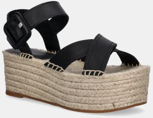 Kožené espadrilky BOSS Machica čierna farba, na platforme, 50542356