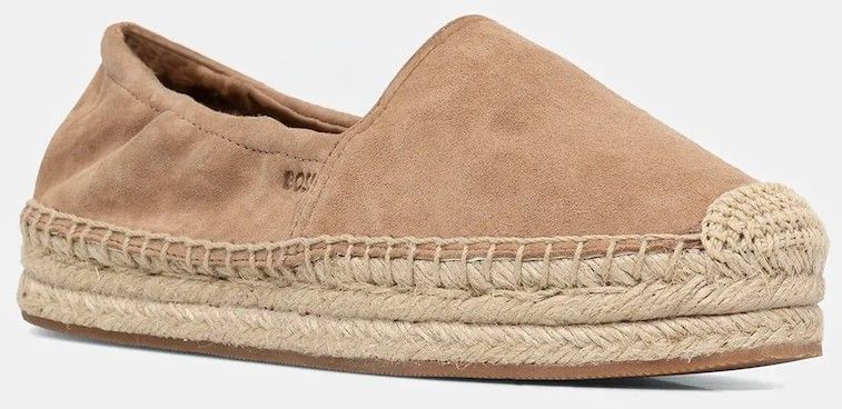 Semišové espadrilky BOSS Madeira hnedá farba, na platforme, 50542344