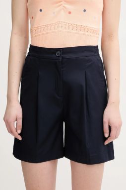 Šortky United Colors of Benetton tmavomodrá farba, jednofarebné, vysoký pás, 40FAD901U