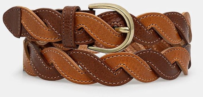 Kožený opasok Drôle de Monsieur La Ceinture Tresse pánsky, hnedá farba, G-AC169-LH030-CG