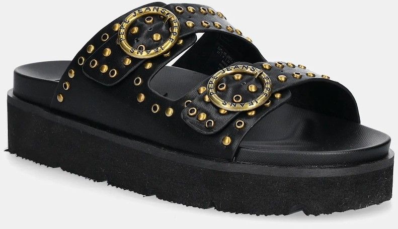 Šľapky Pepe Jeans POLA BUCKLE čierna farba, na platforme, PLS90679