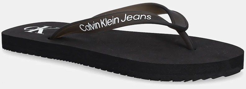 Šľapky Calvin Klein Jeans BEACH SANDAL TRANSPARENT TPU čierna farba, na plochom podpätku, YW0YW01829