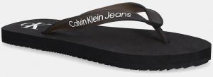 Šľapky Calvin Klein Jeans BEACH SANDAL TRANSPARENT TPU čierna farba, na plochom podpätku, YW0YW01829