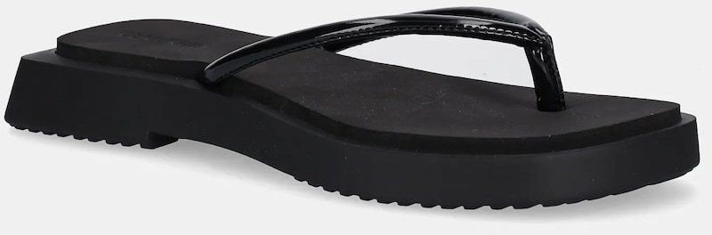 Šľapky Calvin Klein Jeans SQ LOW WEDGE SANDAL STITCH čierna farba, na platforme, YW0YW01716