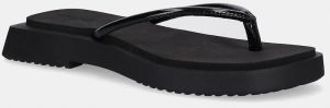 Šľapky Calvin Klein Jeans SQ LOW WEDGE SANDAL STITCH čierna farba, na platforme, YW0YW01716