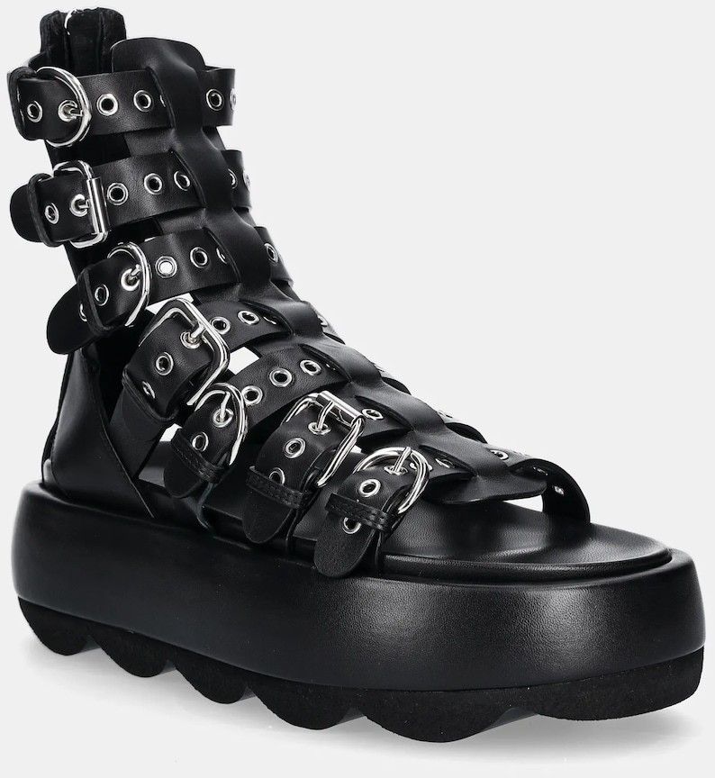 Kožené sandále AGL Gwendoline Straps čierna farba, na platforme, D690005PHSOFTY0000