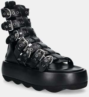 Kožené sandále AGL Gwendoline Straps čierna farba, na platforme, D690005PHSOFTY0000