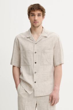 Košeľa BARENA VENEZIA Camicia Mola béžová farba, voľný strih, CAU5073.4150