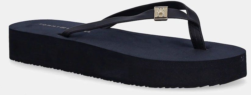 Šľapky Tommy Hilfiger ELEVATED CHIC BEACH SANDAL tmavomodrá farba, na plochom podpätku, FW0FW08523