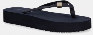 Šľapky Tommy Hilfiger ELEVATED CHIC BEACH SANDAL tmavomodrá farba, na plochom podpätku, FW0FW08523