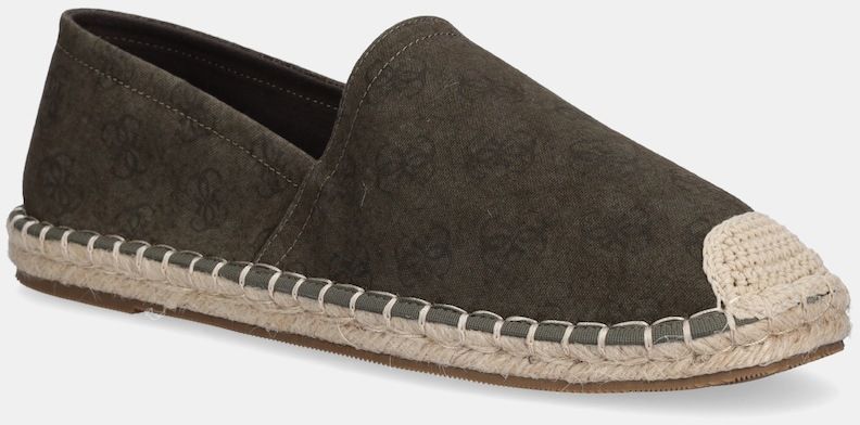 Semišové espadrilky Guess ELCHE zelená farba, FMJELC FAB14