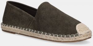 Semišové espadrilky Guess ELCHE zelená farba, FMJELC FAB14