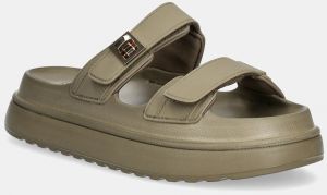 Šľapky Steve Madden Bigschmona-J zelená farba, na platforme, SM11003858