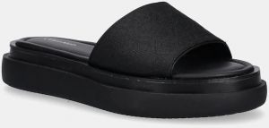 Šľapky Calvin Klein FLATFORM SLIDE - JACQ čierna farba, na platforme, HW0HW02461