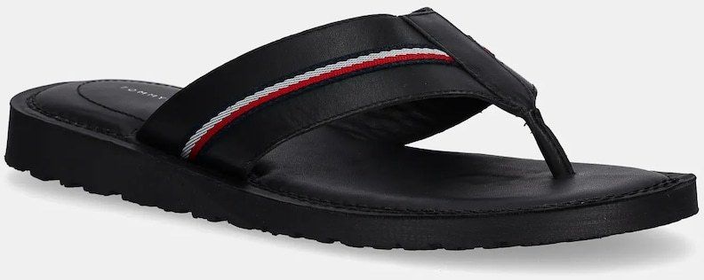 Šľapky Tommy Hilfiger CORE HILFIGER TOE POST LH SANDAL čierna farba, FM0FM05416