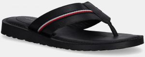 Šľapky Tommy Hilfiger CORE HILFIGER TOE POST LH SANDAL čierna farba, FM0FM05416