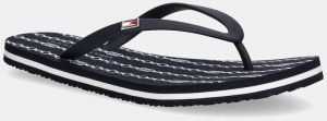 Šľapky Tommy Hilfiger HILFIGER STRAP BEACH SANDAL tmavomodrá farba, na plochom podpätku, FW0FW08518