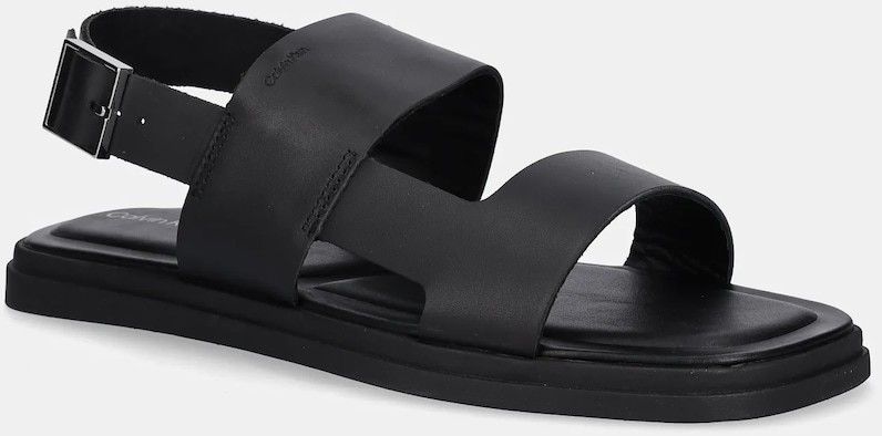 Kožené sandále Calvin Klein BACK STRAP W/ BUCKLE čierna farba, HM0HM01736