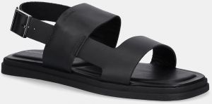 Kožené sandále Calvin Klein BACK STRAP W/ BUCKLE čierna farba, HM0HM01736